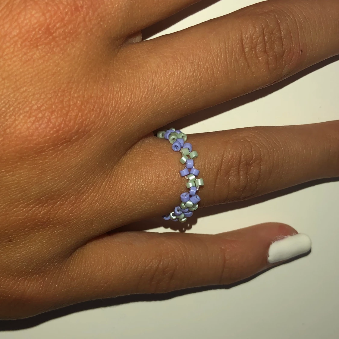 Klöver ring- pastell lila, grön - 91