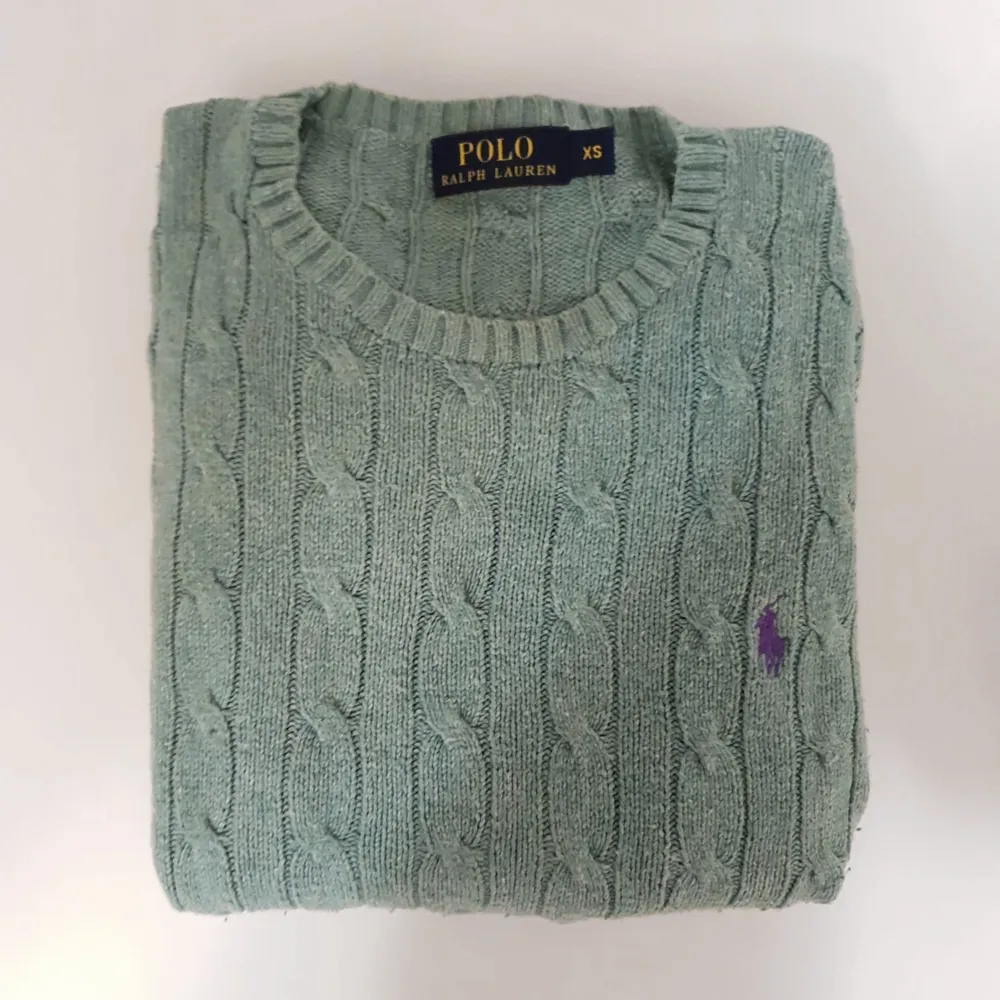 Mintgrön långärmad Ralph Lauren tröja i storlek XS (dam). . Tröjor & Koftor.