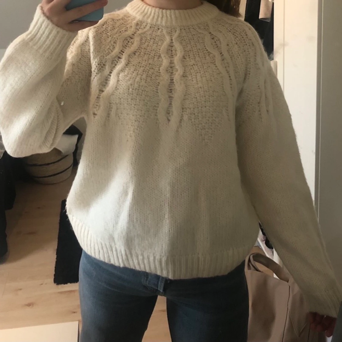 Vit tröja i ull - 90