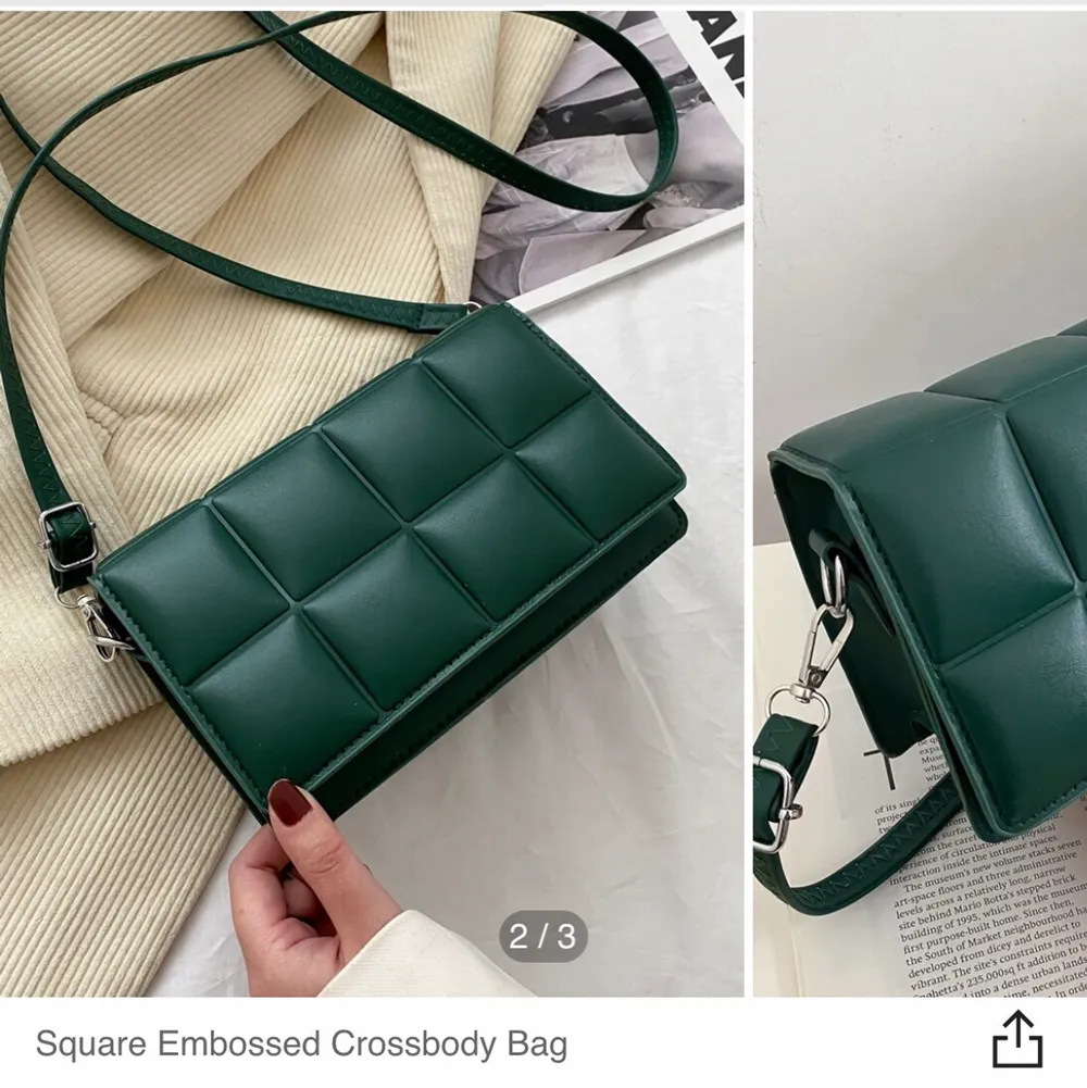 Grön väska från shein som aldrig är använd. Kan ta egna bilder om så önskas. Övrigt.