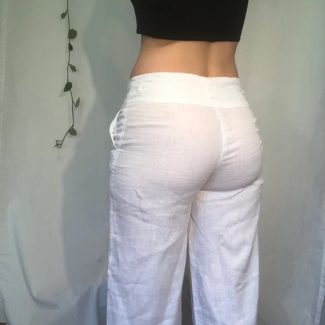 Lågmidjade vida linnebyxor - 91