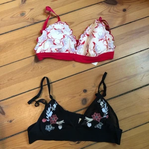 Bralette - Så söta men har blivit försmå för mig. Storlek 36 i den röda (från hm) och S i den svarta (från ginatricot). En för 25 eller båda för 40.