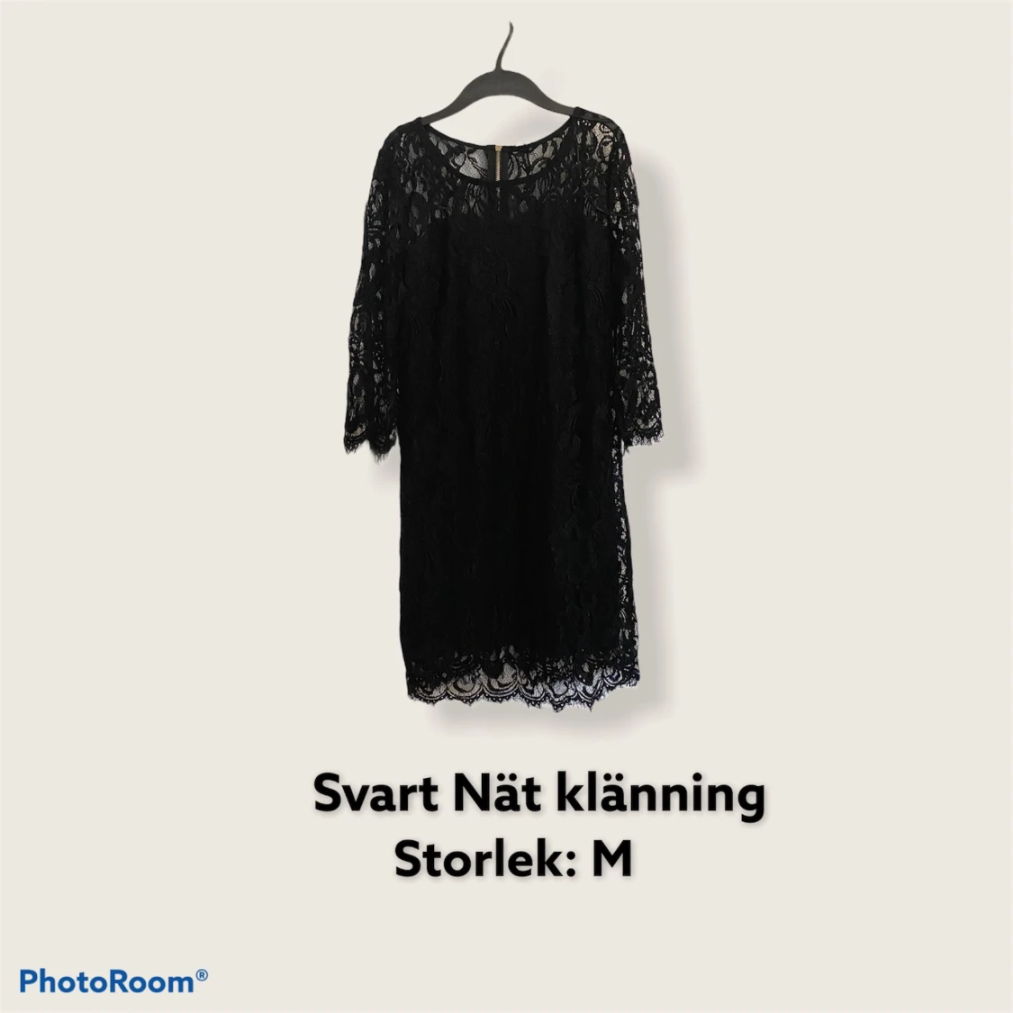 Svart nät klänning strl 38