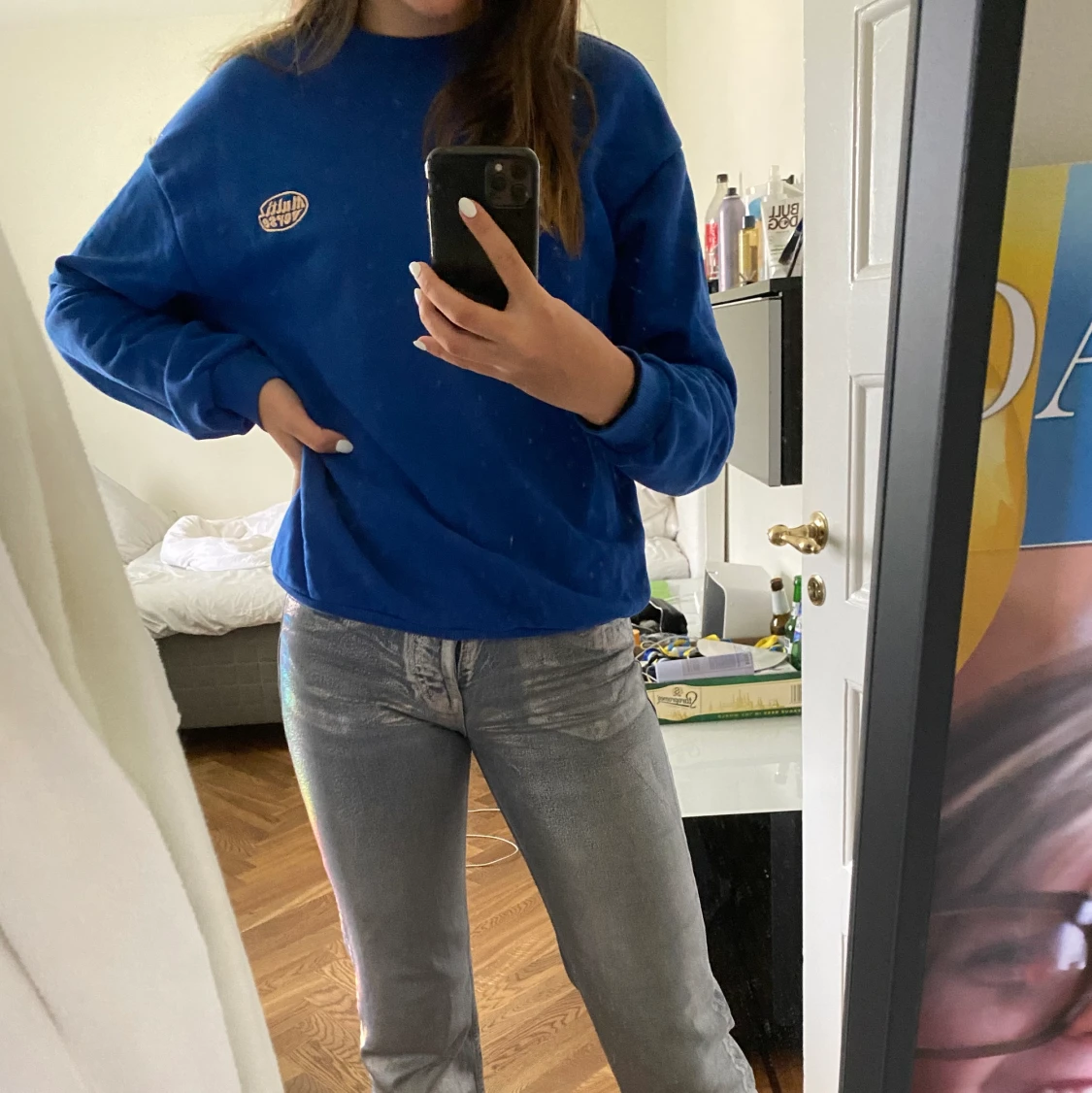 Blå tjocktröja  - 91