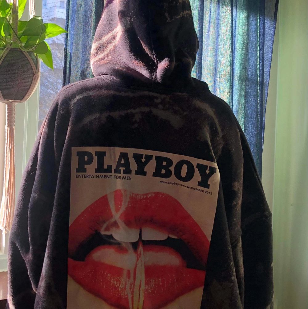 Playboy X Misguided black magazine print oversized hoodie Sweats