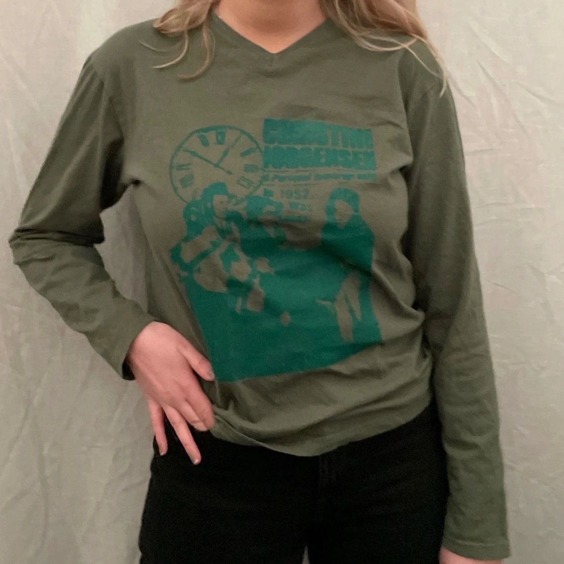 Grön tröja med Grönt screenprint tryck