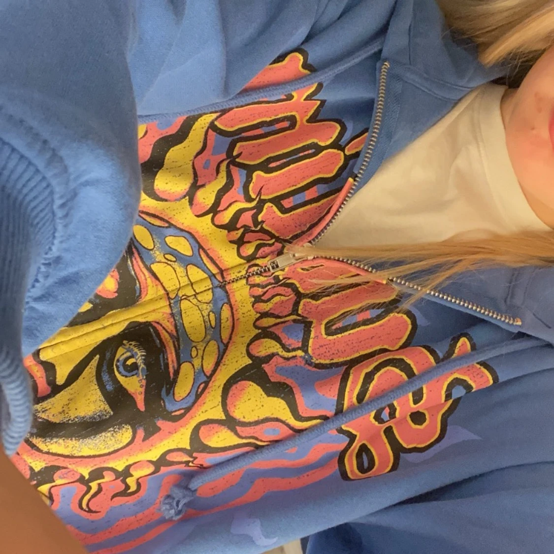 Blå huvtröja med dragkedja - 91