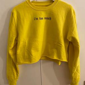 Säljer en gul sweatshirt från Lisa Anckarmans kollektion med  Madlady. Den är mer neongul i verkligheten. Text på bröstet där det står ”i’m too much” och text på ärmarna där det står ”don’t tell me to calm down”. Kommer int elöngre till användning. Storlek XS men passar även S🤘🏼⚡️