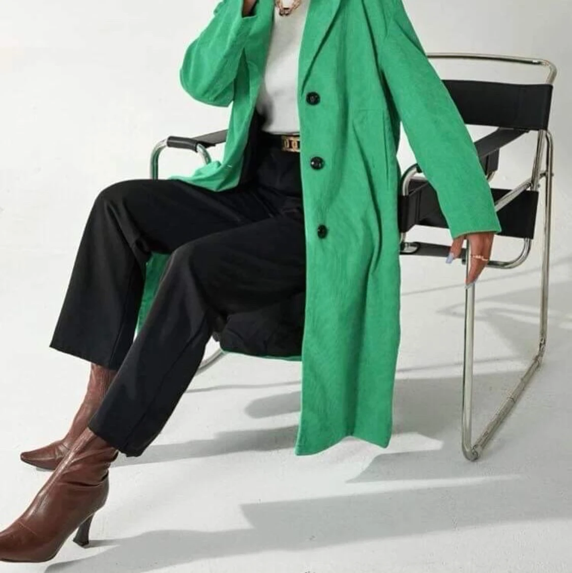 Fed ubrugt lang grøn jakke s - 90