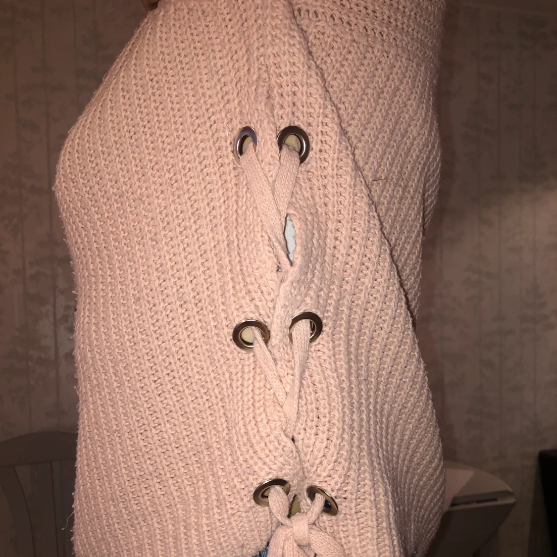 Rosa stickad tröja  - 90