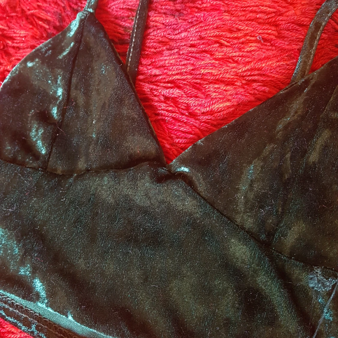 mörkgrön topp i sammet - 90