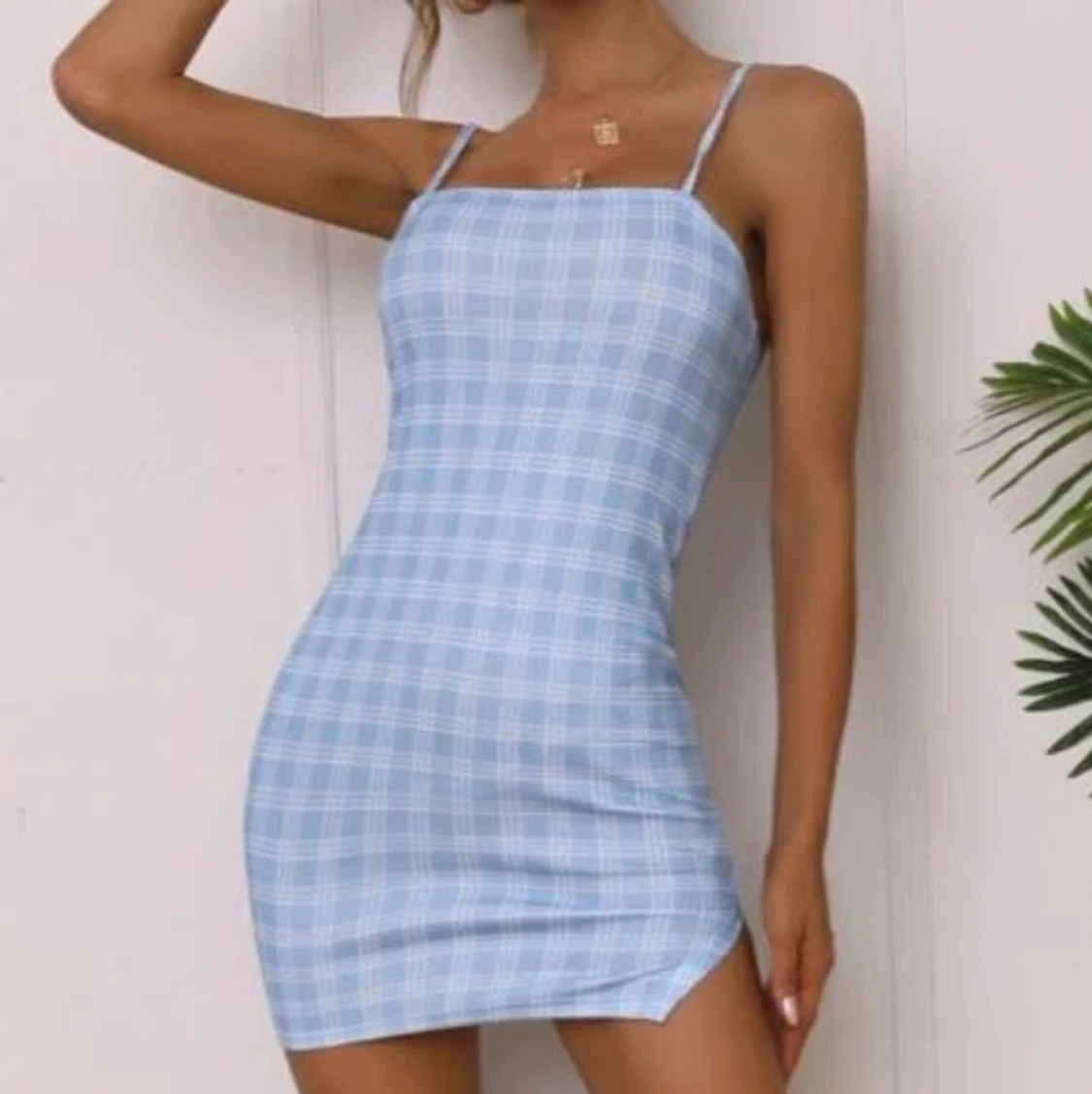 Blå/vit klänning - 90