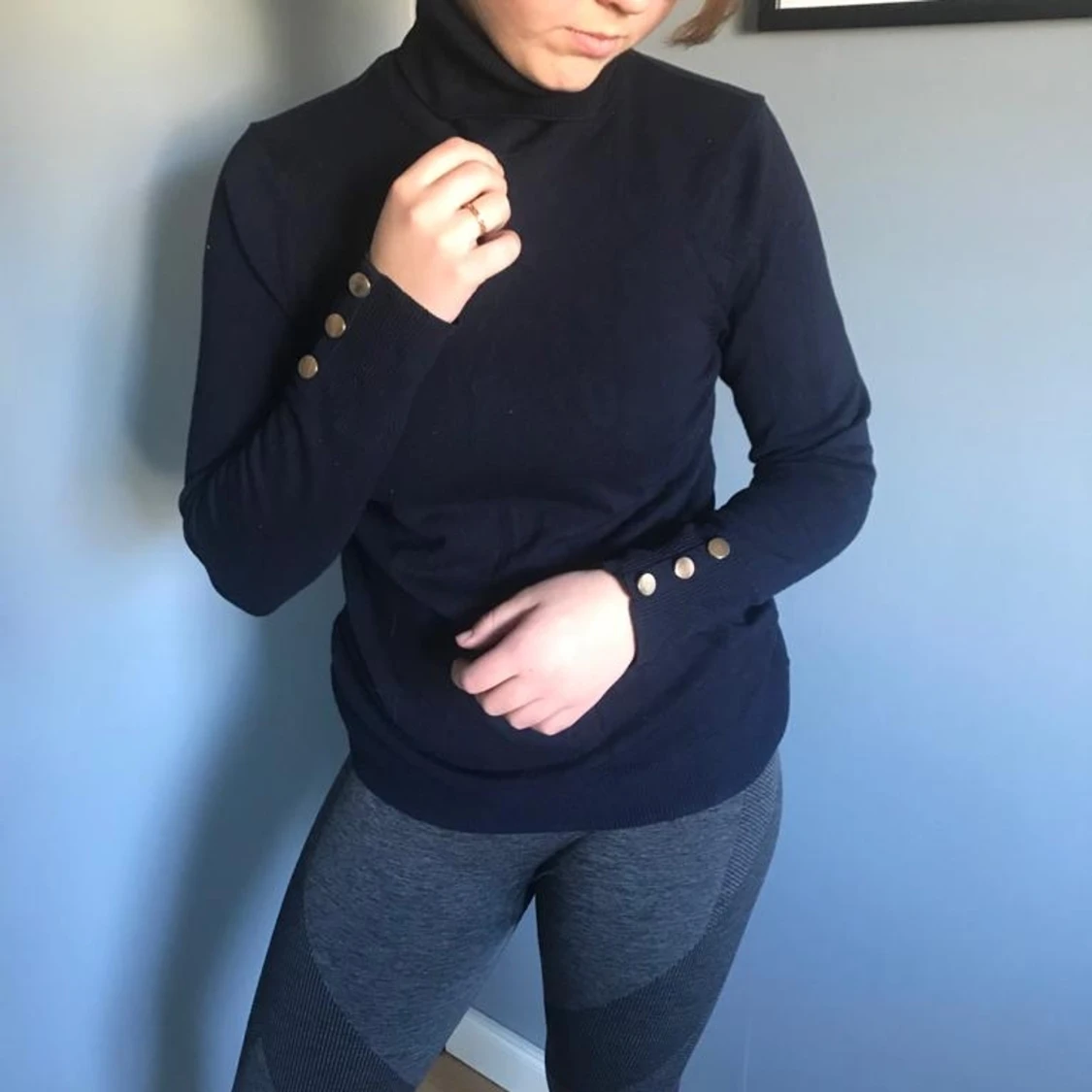 Skön långärmad polo tröja strl L