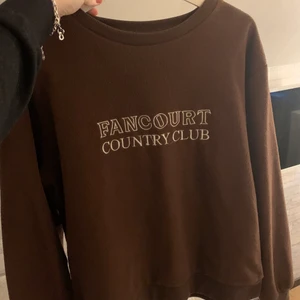 Tröja - Säljer den här fina bruna tröjan, använd ett par gånger vilket man ser lite på texten men inget man tänker på.