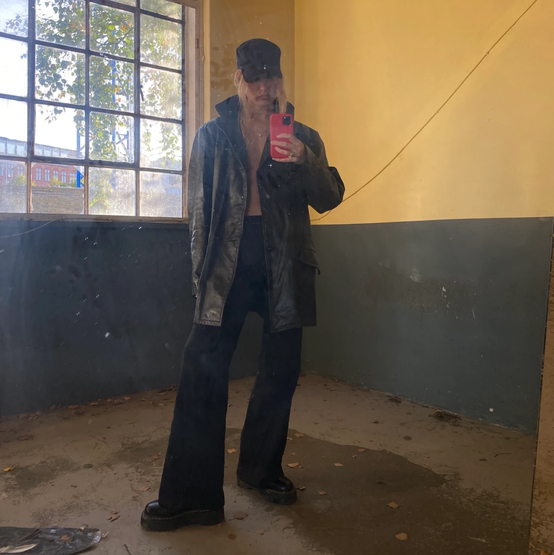 Black vintage leather jacket - 90