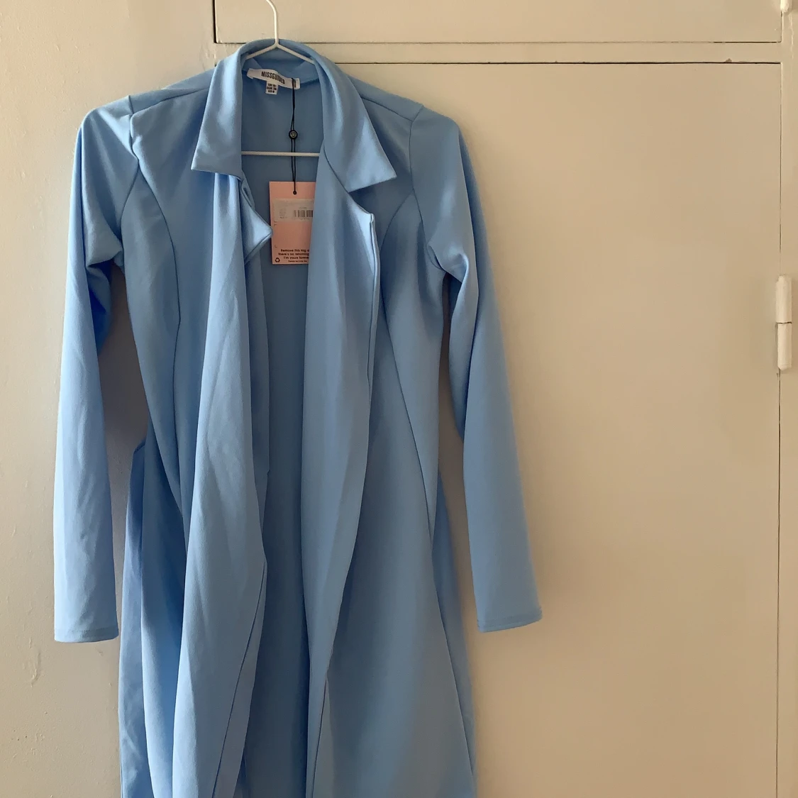 Blue Fitted Jersey Belted Stretch Wrap Dress Missguided - 90