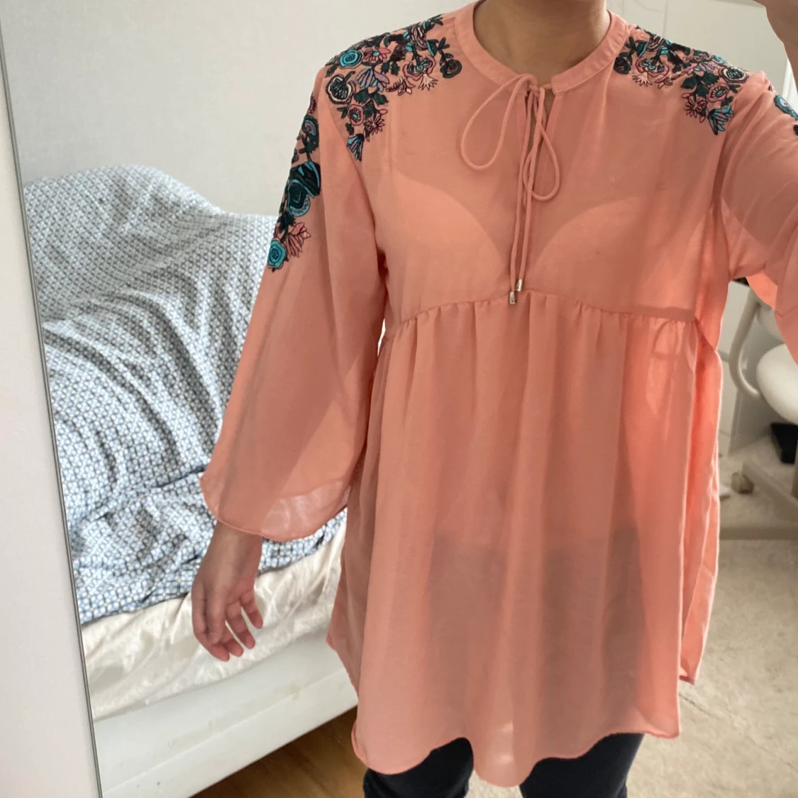 Rosa blommig tunnika/blus