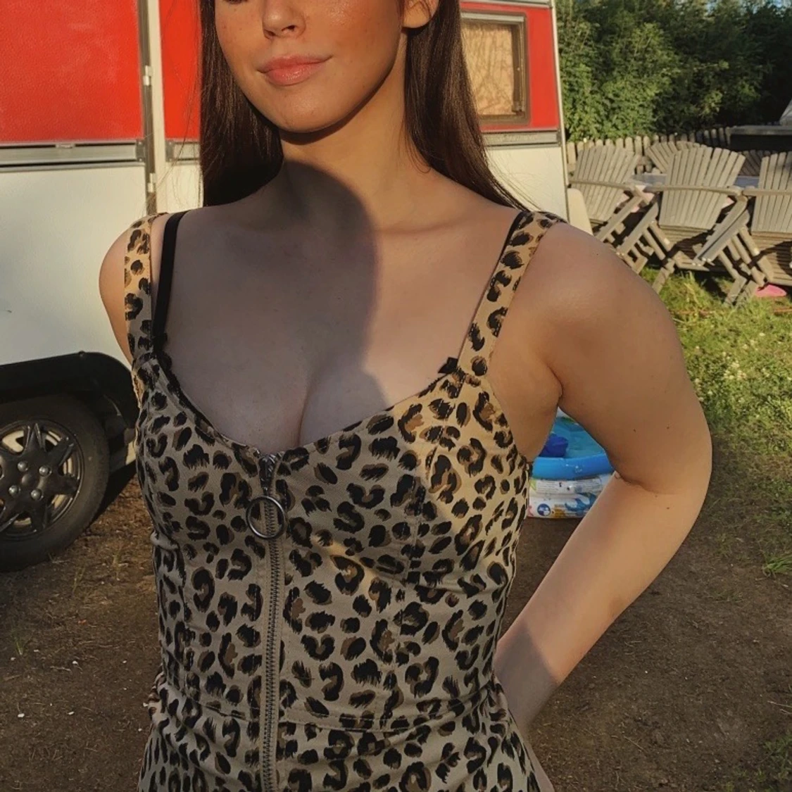 leopard klänning strl xs - 90