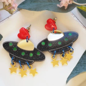 Super cute UFO 🛸 earrings  - Earrings made from acrylic- light weight- colorful 