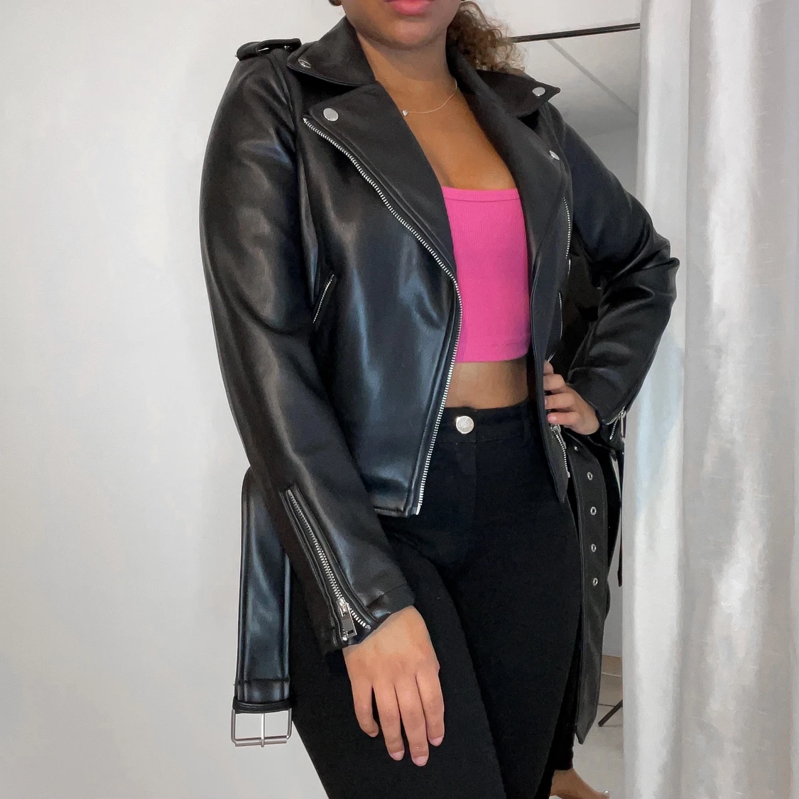 Black PU leather jacket (38), 350 SEK - 90