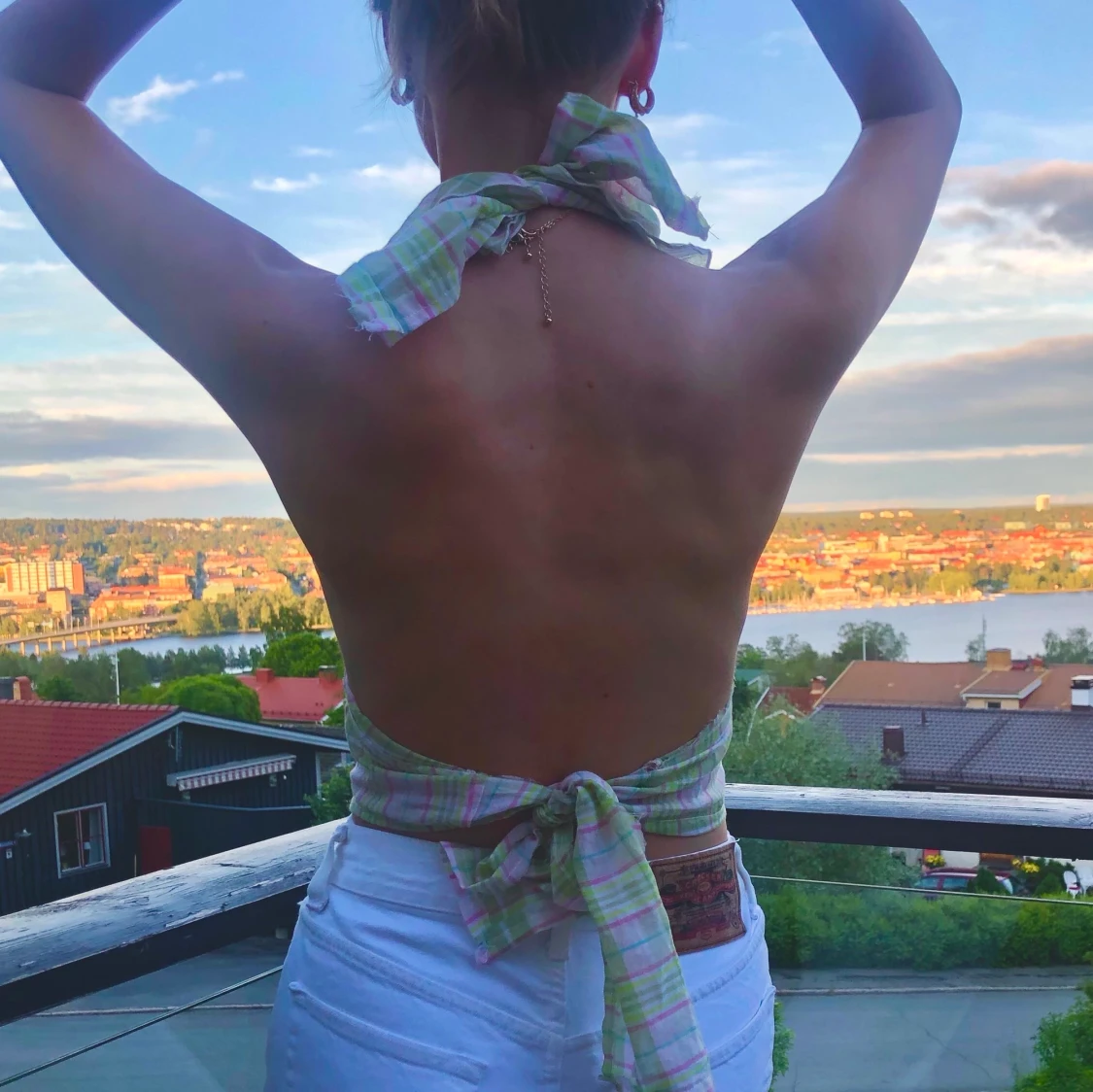 Pastell Rutig Halterneck Topp - 90