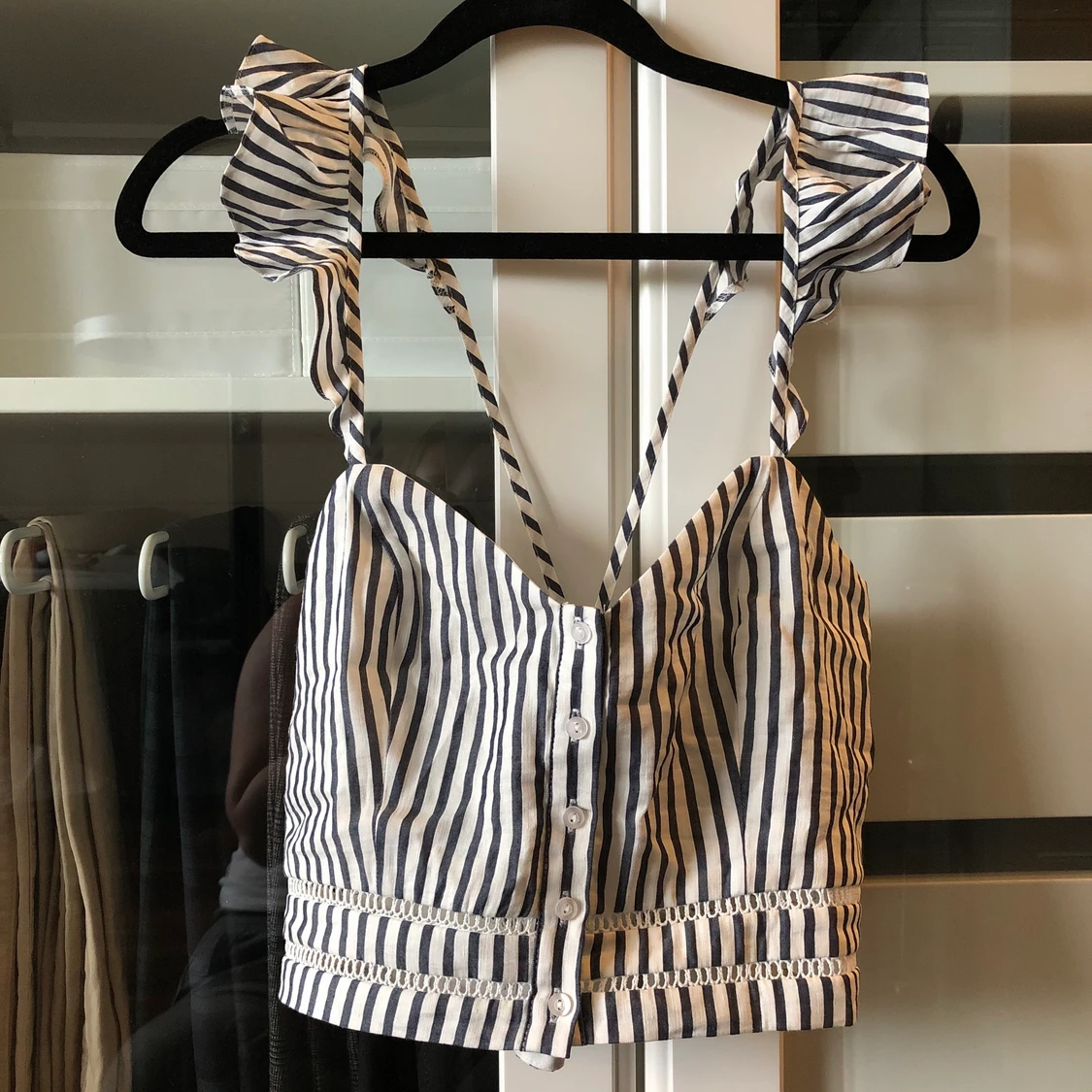 Vit- och Blårandig Topp - 90