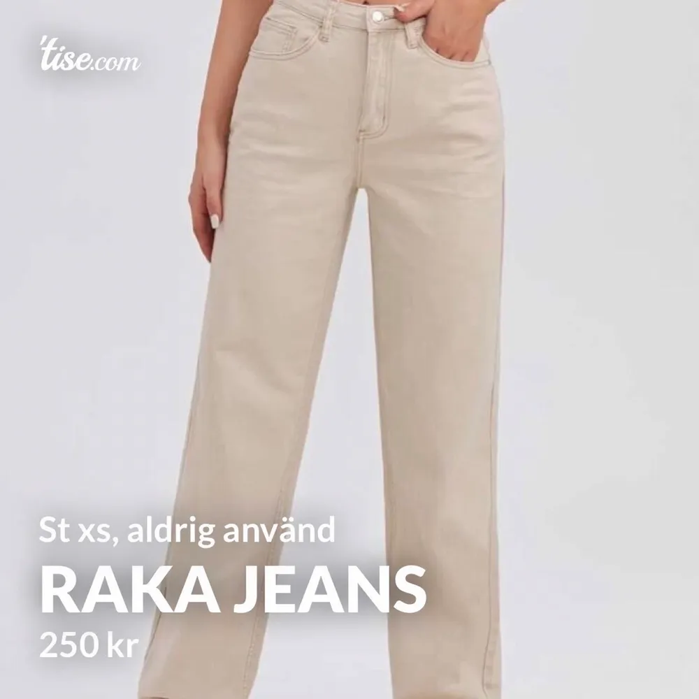 St xs, färg beige, raka i modellen aldrig använda helt nya, köparen står för frakt . Jeans & Byxor.