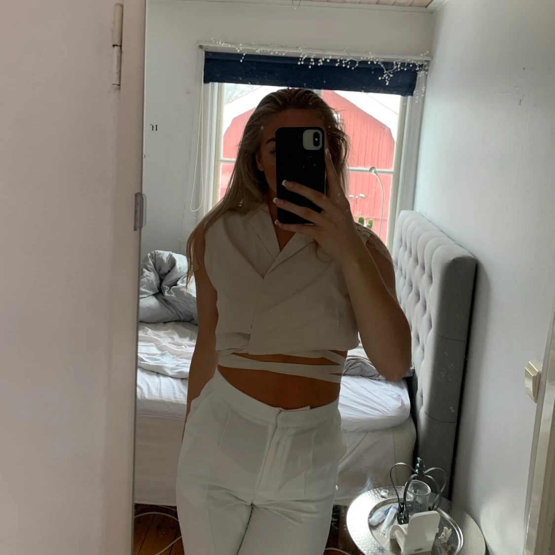 Croppad blazer med knytning - 91