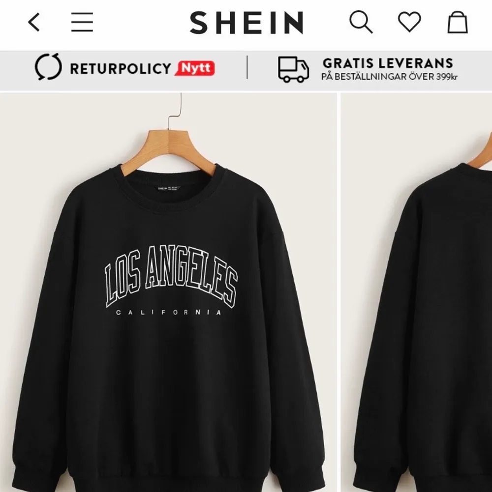 Svart sweatshirt från Shein, aldrig använd!🤍 i strl M och är perfekt oversized för mig som vanligtvis är XS/S. Tröjor & Koftor.