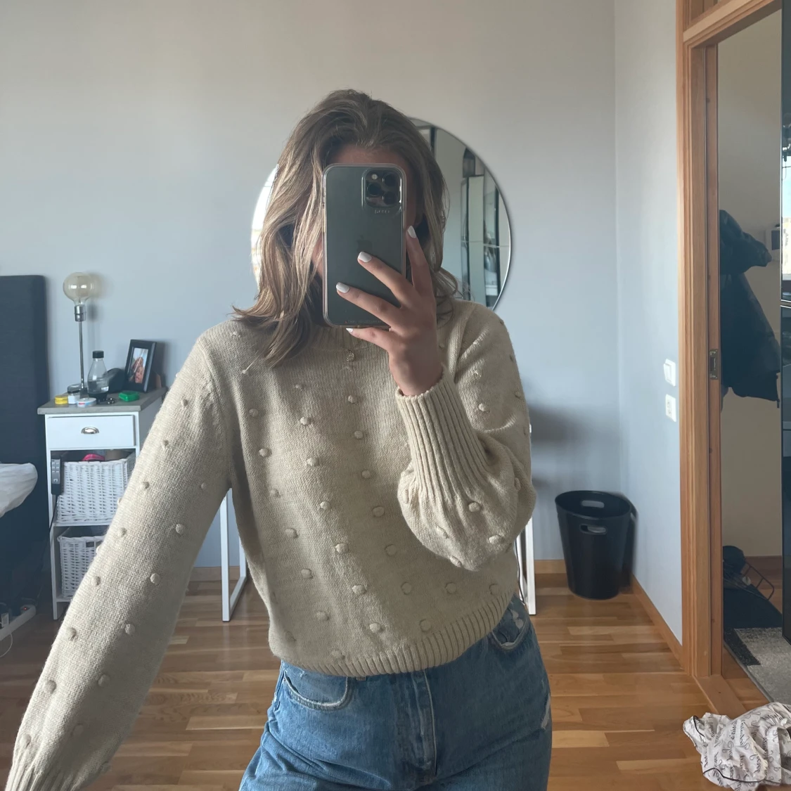 beige stickad tröja - 90