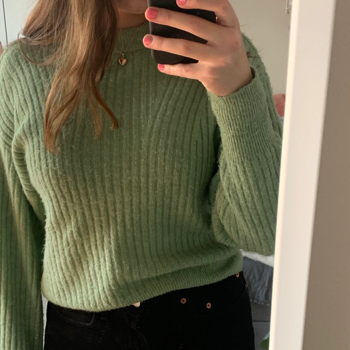 Stickad grön tröja - 90