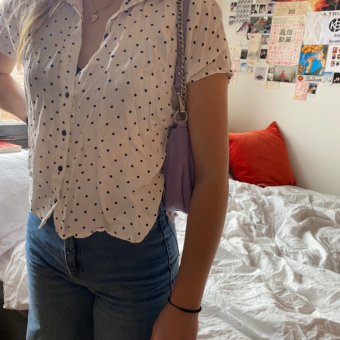 Söt prickig skjorta  - 90