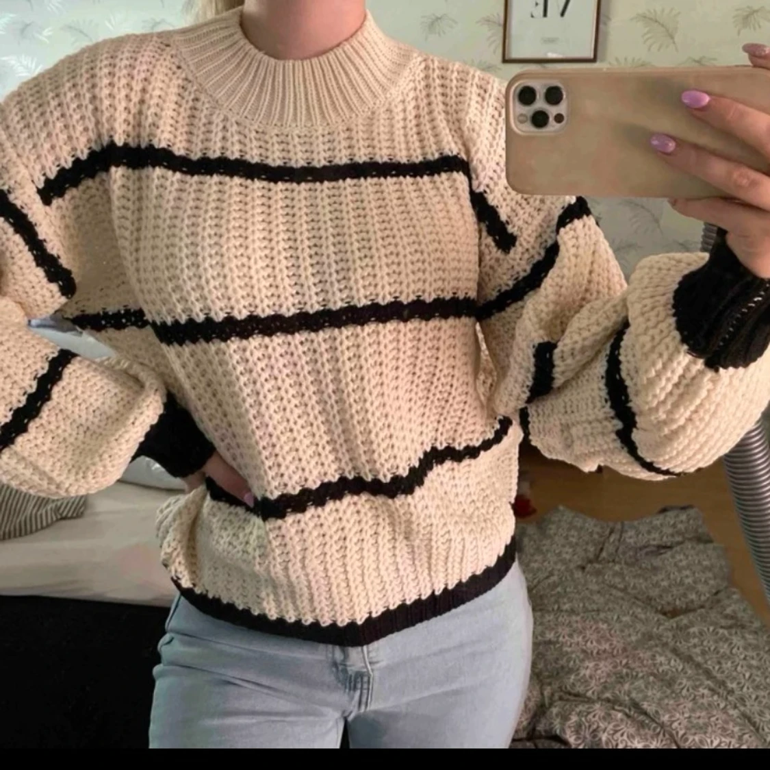 Randig stickat tröja!