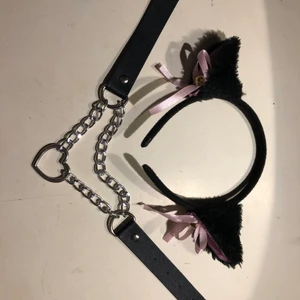 Choker & katt öron  - Svarta katt öron & choker med hjärta ❤️‍🔥