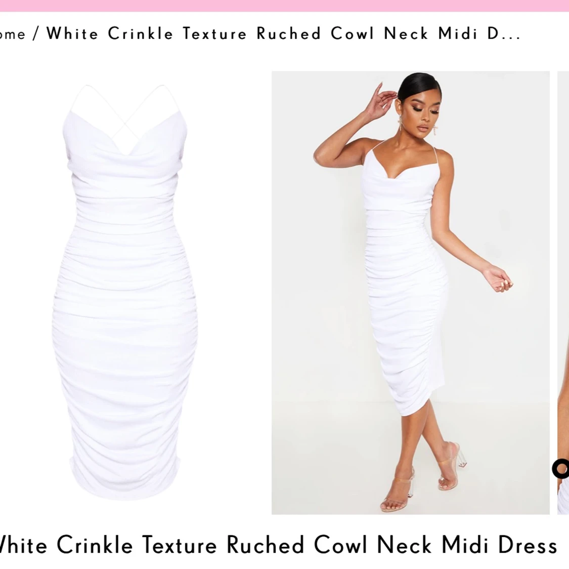 Vit Midi klänning - 91