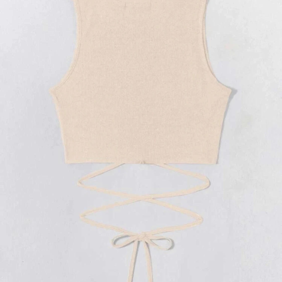 Beigh topp med knytbara band - 90