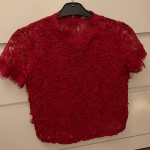 Spetstopp - Fin röd spetstopp från Zara i strl S! Passar XS-S.  Dragkedja bak, spets fram och baktill, mer tänkande framtill. Fint skick