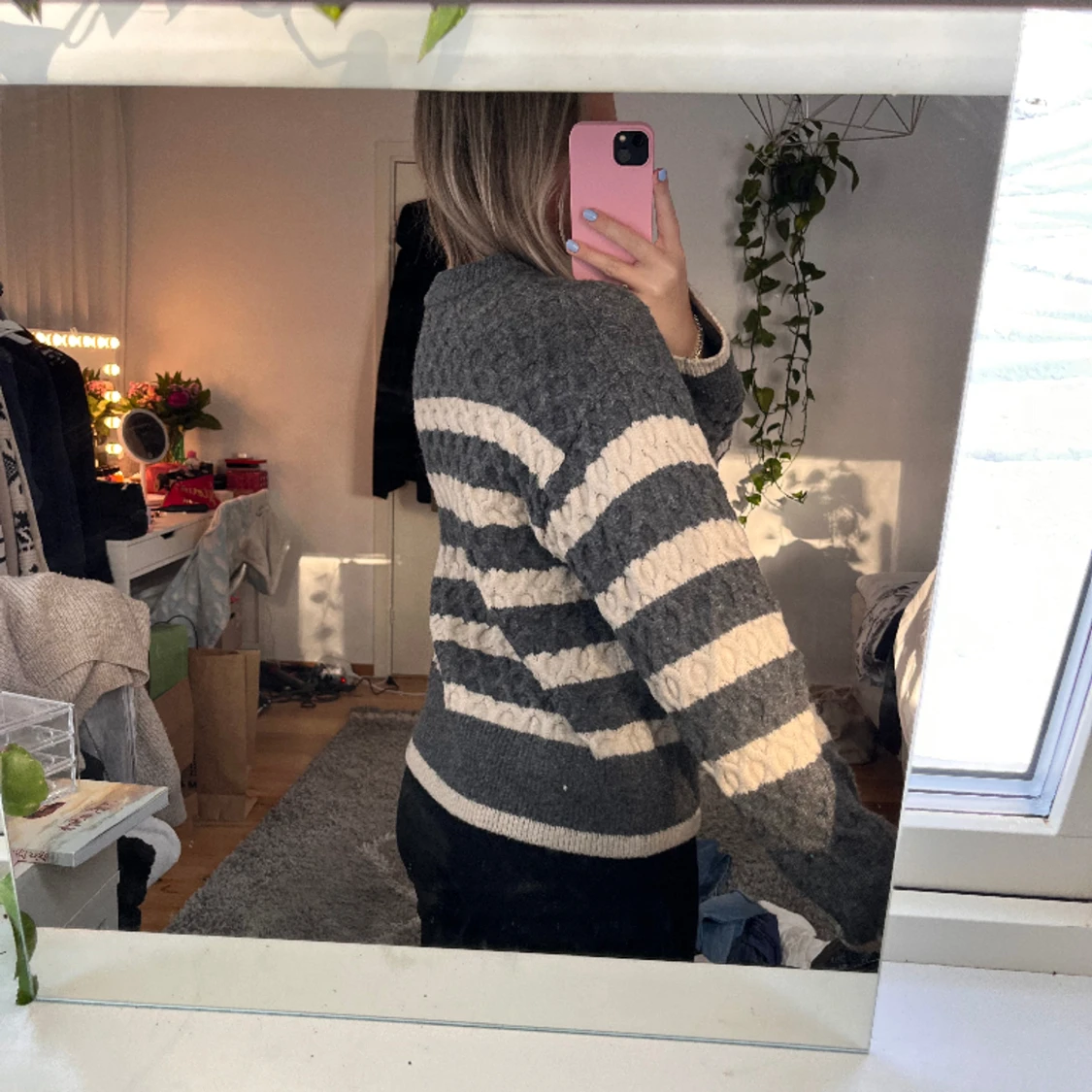 Stickad randig tröja - 90