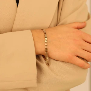 Murstensarmband i 14 karat guld - Mursten armband i 14 karat Guld, som väger 9.3 g. Armbandet  är 19.5 cm inkl. lås och är 4.9 mm brett.