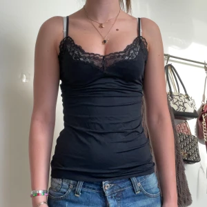 Svart spetslinne - Superfint svart spetslinne i bra skick och strechigt material. Skriv till mig om ni har ytterligare frågor eller vill ha fler bilder!💓