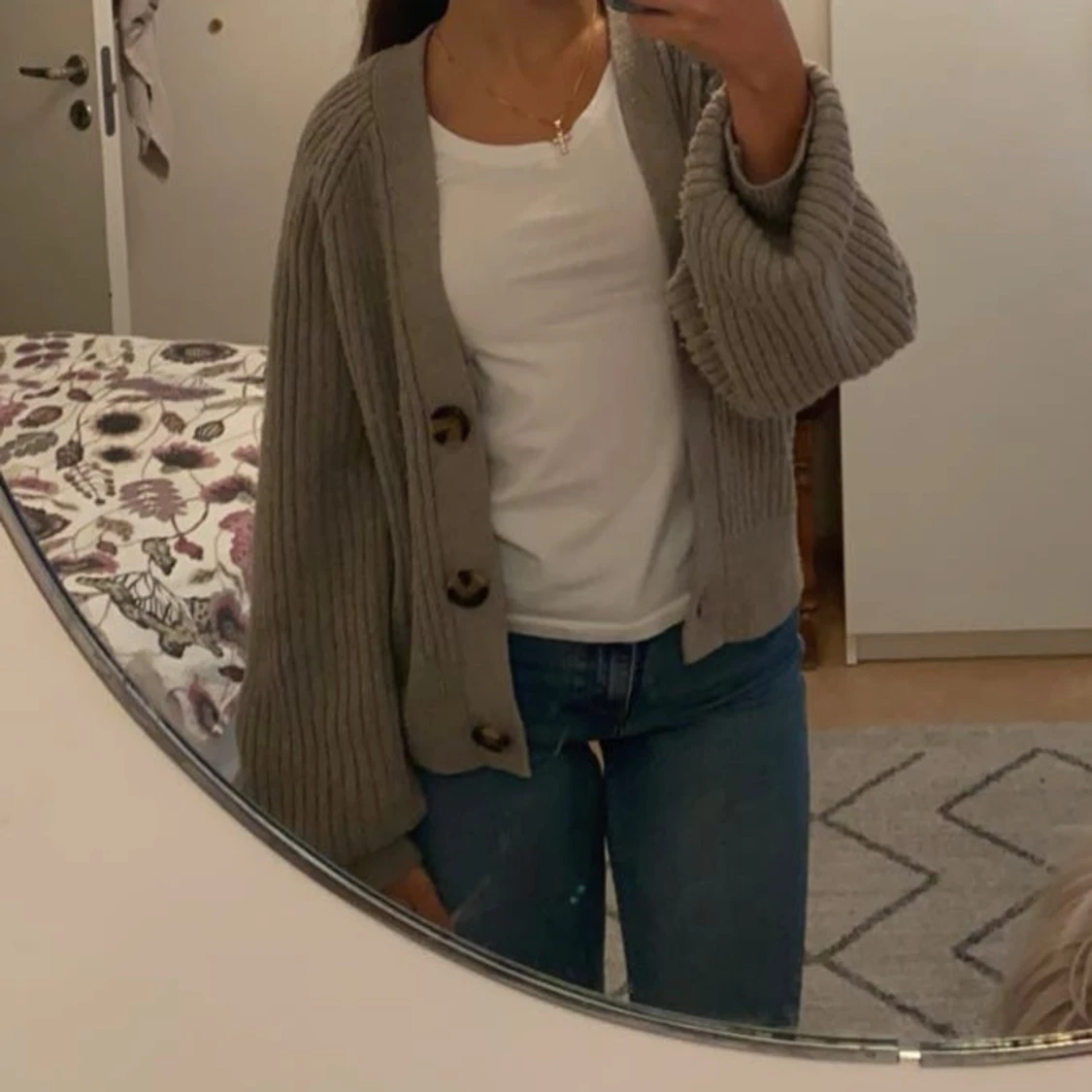 Stickad grå kofta 🩶 - 90