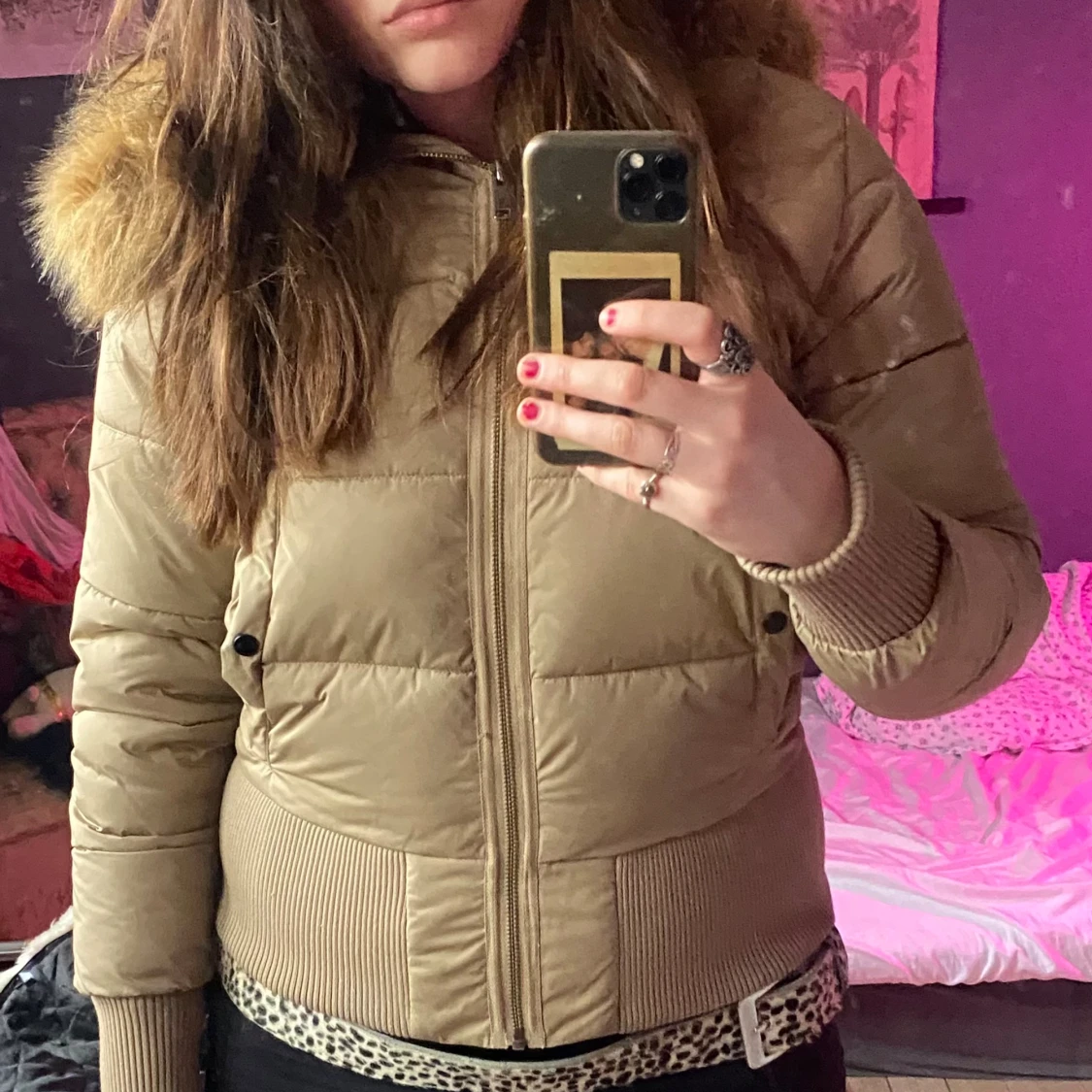 Dunjacka med pälskrage  - 90