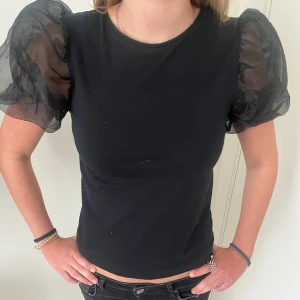 zara topp  - så fin zara topp med puffärm i mesh köpt för typ 3 år sedan men använd typ en gång💞 storlek 152 men är strechig och passar en xs-s 