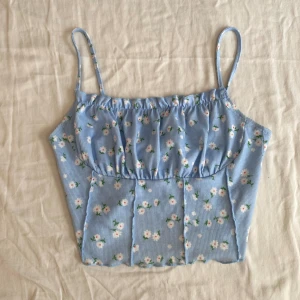 Blå Sommar topp - Söt blommig blå sommar topp