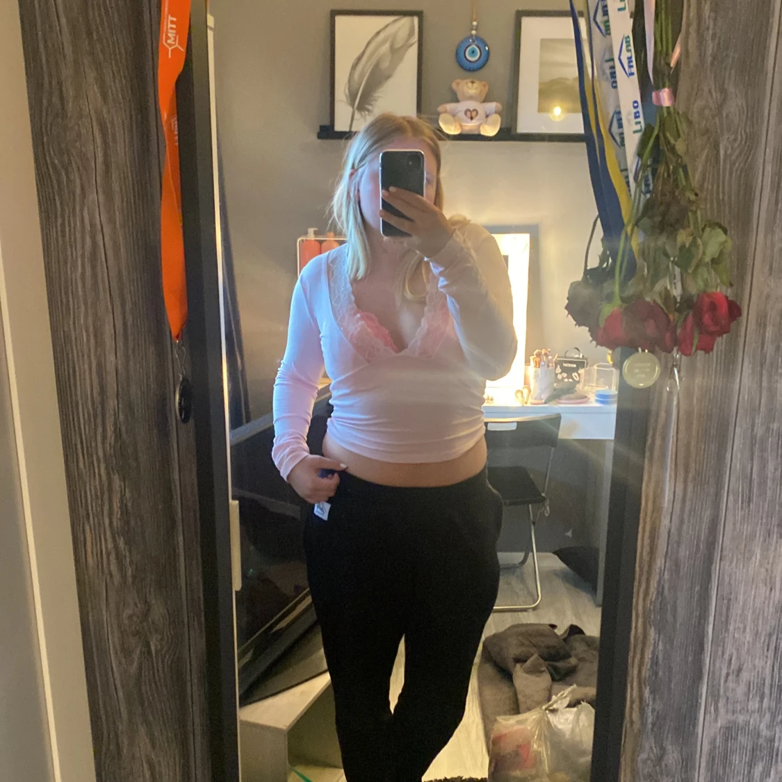 Rosa långärmad topp