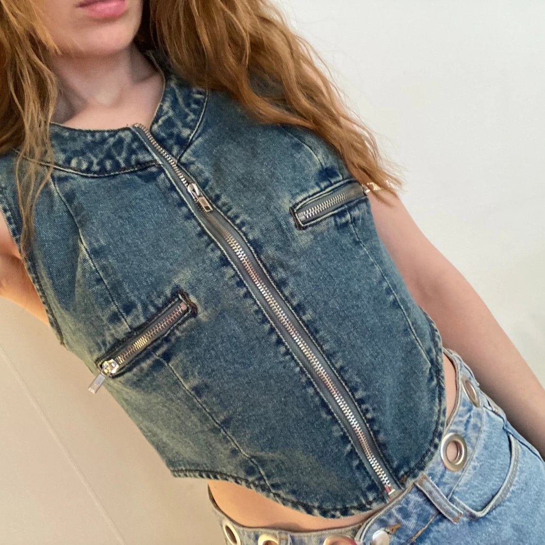 Jeanstopp Korsett Jeanstyg Denim Crop top 90s 