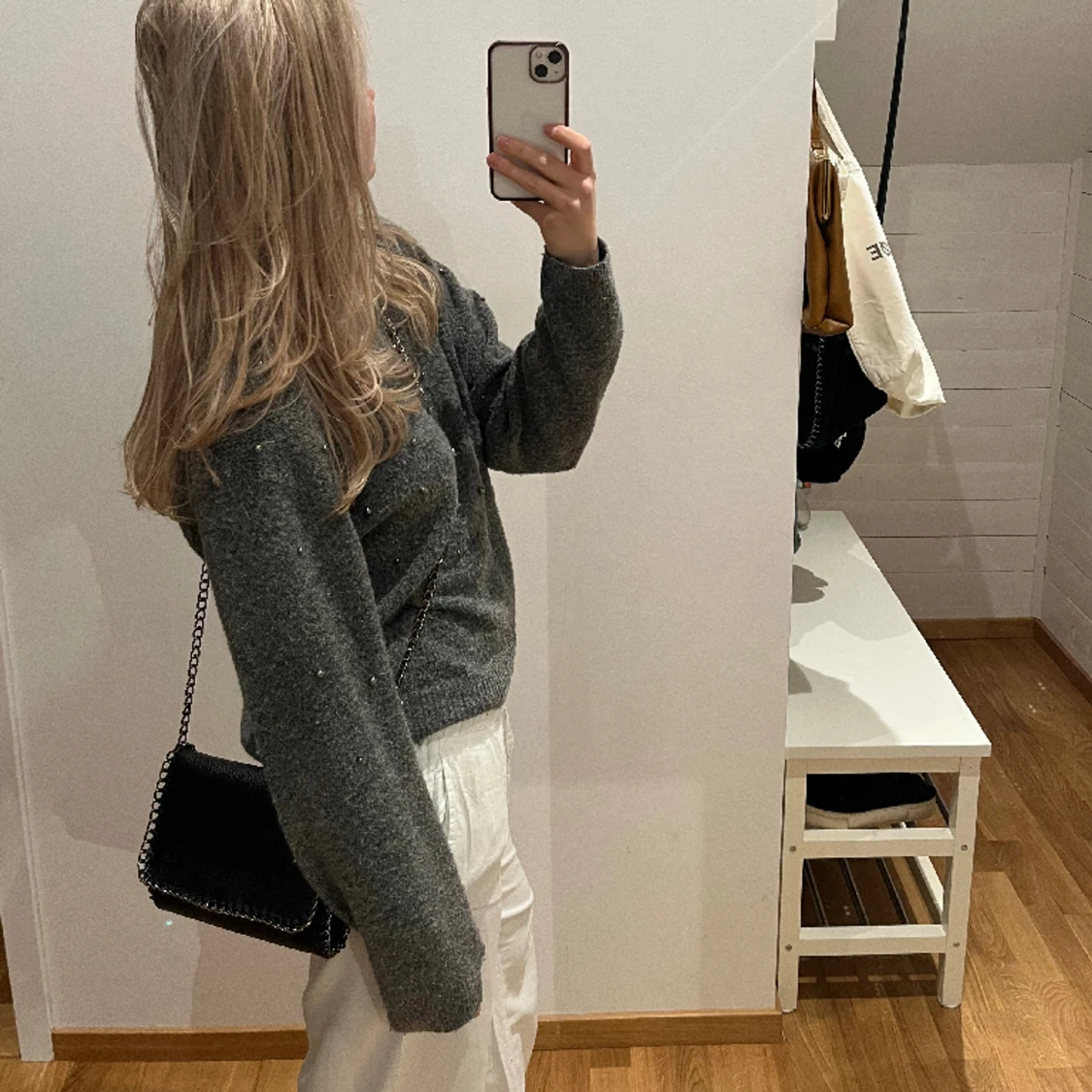 Mörk grå stickad tröja  - 90