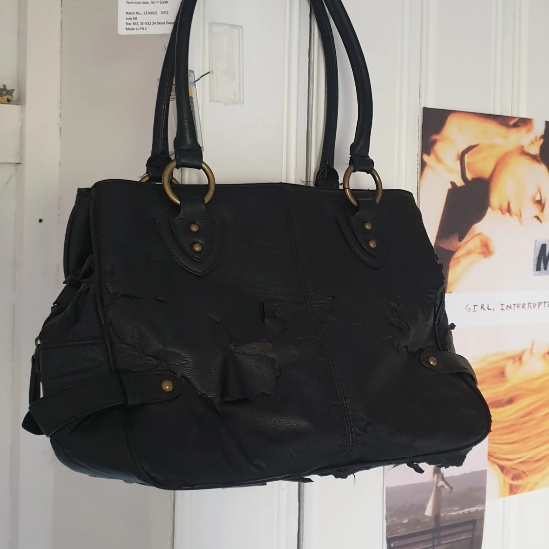 Svart läder väska  - 91
