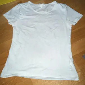 En vitt T-shirt som inte kommer till användning är alldeles för stor på mig men hade inte använt ändå eftersom att jag hittar den precis i min garderob den är vit kommer från H&M och är väldigt fin hade gärna använt den men är för stor ☹️
