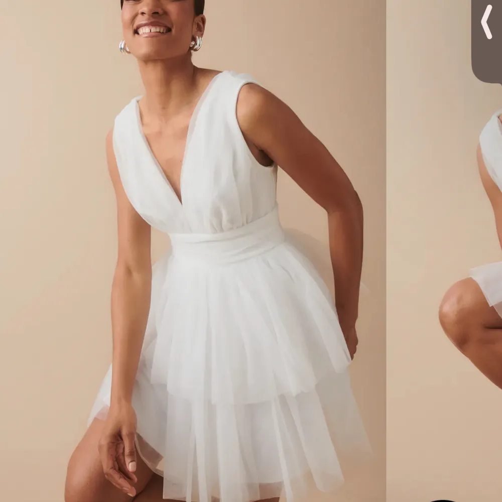Sälger denna superfina vita klänning från Gina då den var menad till studenten men jag hittade en annan klänning som passade mig bättre💗Lappar finns kvar och inte använd. Bra i storlek! Skriv för fler bilder . Klänningar.